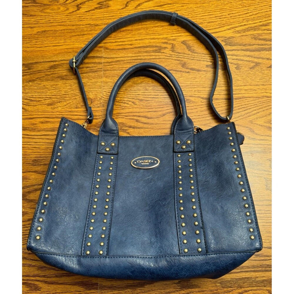 Dasein Brand Blue Gold‎ Studded Purse, Roomy Hand Bag